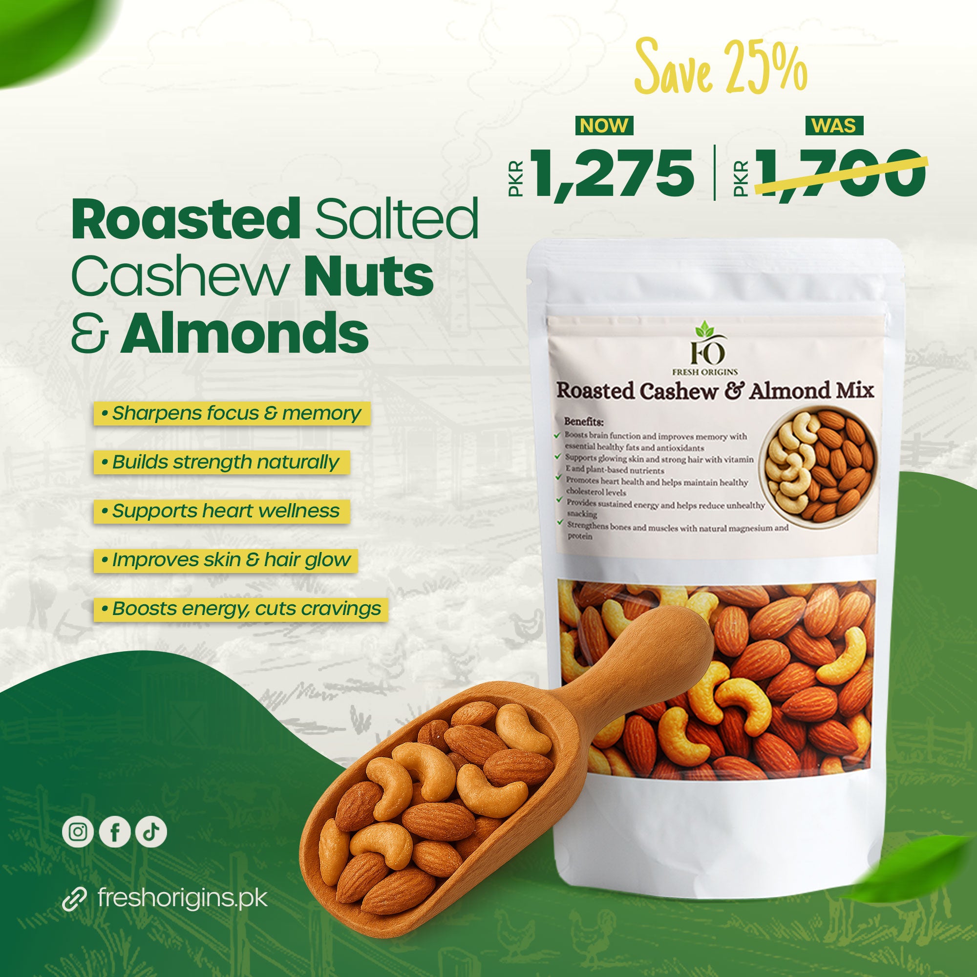 Fresh Origins Salted Roasted Cashew Nuts & Almonds