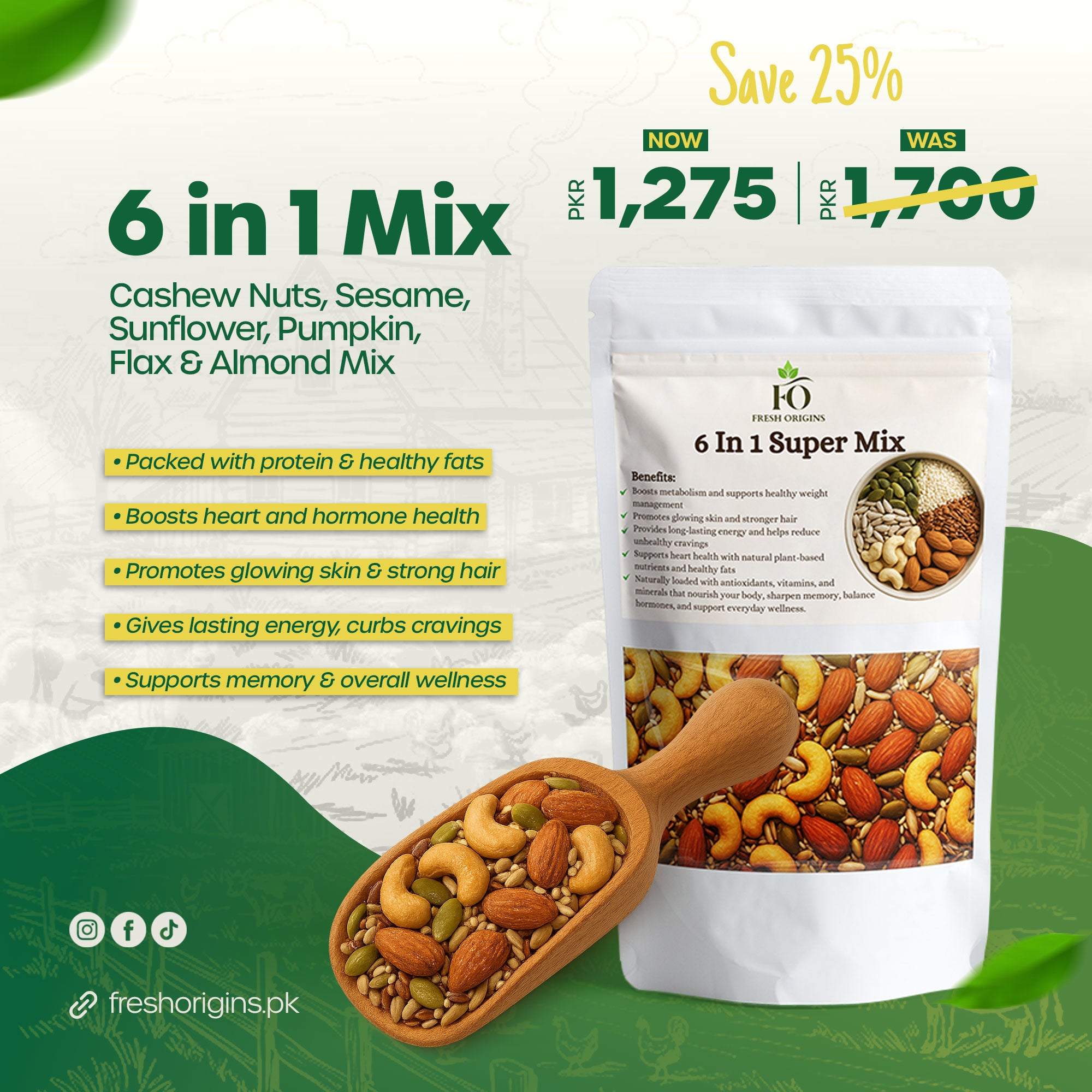 Fresh Origins 6-in-1 Super Seeds & Nuts Mix